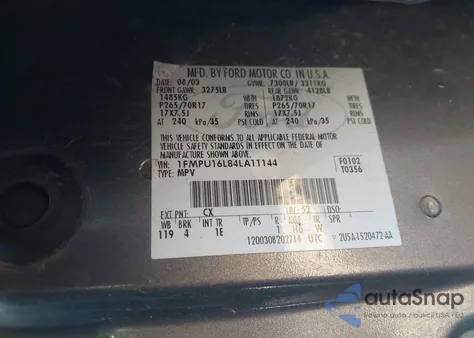 2004 Ford Expedition Nbx/Xlt from USA, damaged, VIN 1FMPU16L84LA11144